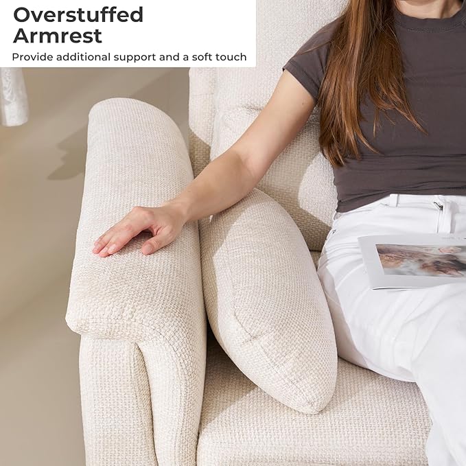 132'' Oversized Modular Sectional Sofa, U Shaped Comfy Sectional Couch with Large Storage, 6 Seat Chenille Deep Seat Cloud Sofa with 2 Throw Pillows for Living Room,Beige-HomvellaHome