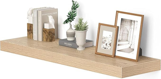 10 inches Deep Floating Shelves 36 inch Long, Single Wall Shelves Heavy Duty 70 lbs for Bedroom, Bathroom, Living Room, Kitchen, Office, Modern Shelf Home Decor, Set of 1, Oak-HomvellaHome