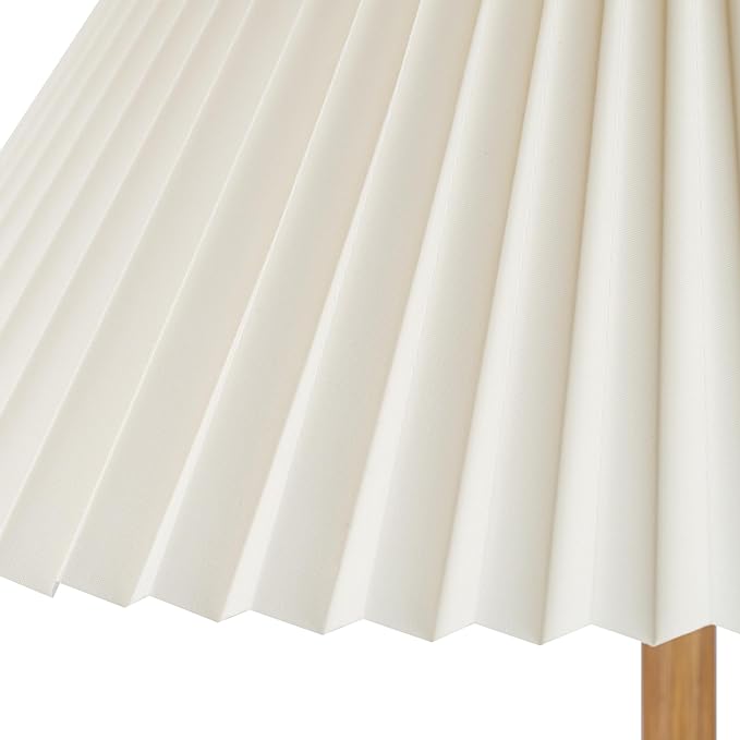 GLOBE Electric 61000053 62" Floor Lamp, Wood-Toned Finish, Pleated Fabric Shade, Pull Chain Switch, Reading Light, E26 Base, Modern Classic Lighting for Living Rooms and Bedrooms-HomvellaHome