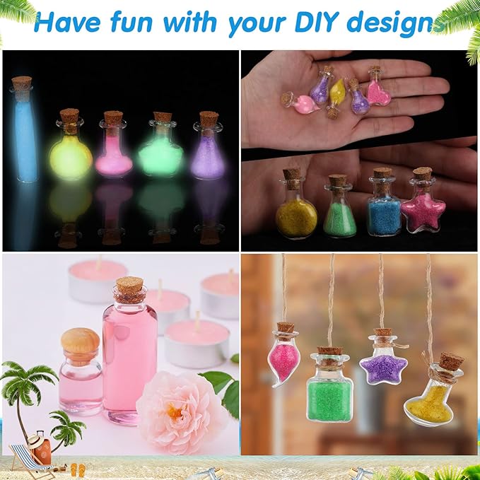 140 Pcs Mini Glass Bottles with Cork Stoppers Tiny Wishing Potion Bottles, 14 Shapes, Small Spell Apothecary Jar Vials Witchcraft Drifting Jar for Wedding Halloween Party Arts DIY Crafts-HomvellaHome