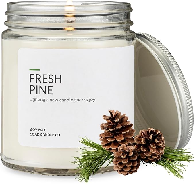 1OAK Soy Wax Candles (Fresh Pine) - Pine Candle - Soy Candles for Home Scented - Long Burning Premium - Hand-Poured (7oz.)-HomvellaHome