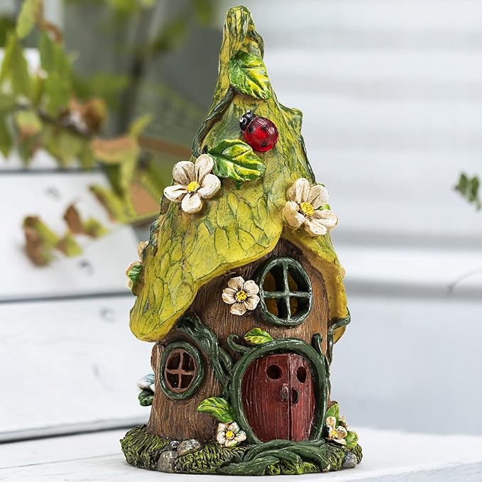Garden Decor Outdoor Solar Statues, 9.4Inch Resin Fairy Garden Solar Lights Birthday Gifts for Women Yard Decorations, Gardening Gifts for Patio, Balcony, Porch Decor-HomvellaHome