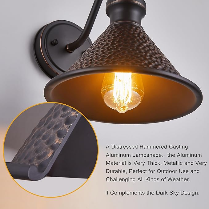 Gooseneck Outdoor Wall Light Fixtures, 2-Pack Farmhouse Barn Lights for Porch, Industrial Oil-Rubbed Bronze Exterior Wall Sconce for Garage, Patio, E26 Base Anti-Rust, Bulb not Included-HomvellaHome