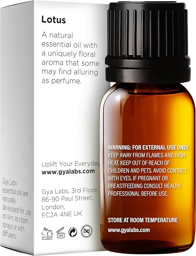 Gya Labs Lotus Essential Oil for Diffuser - 0.34 Fl Oz - 100% Pure Natural Lotus Oil for Skin, Massage, DIY & Candle Making Scent-HomvellaHome