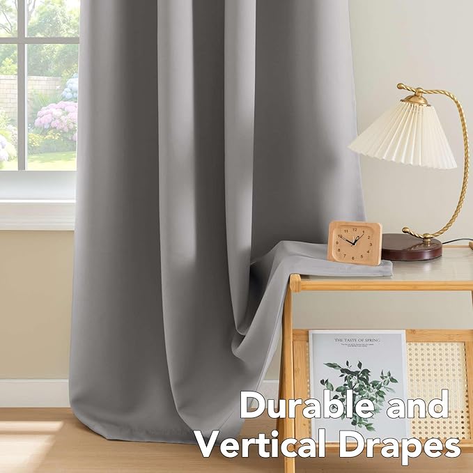 H.VERSAILTEX Blackout Curtains for Bedroom 108 Inches Length, Extra Long Thermal Insulated Grommet Curtains, Room Darkening Window Treatment Draperies/Panels for Living Room, Dove Gray, 2 Panels-HomvellaHome