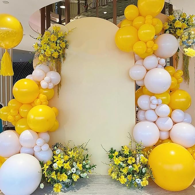 130pcs Mustard Yellow Balloons Different Sizes 18" 12" 10" 5" Lemon Yellow Latex Balloon Garland Arch Kit for Birthday Baby Shower Graduation Wedding Gender Reveal Party Decorations-HomvellaHome