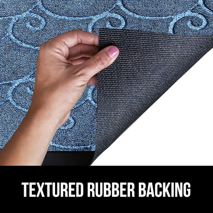 GORILLA GRIP 100% Waterproof All-Season WeatherMax Doormat, 47x35, US Designed Natural Rubber, Stain and Fade Resistant, Low Profile Indoor Outdoor Door Mats, Easy Clean Patio Mat, Ocean Blue Waves-HomvellaHome