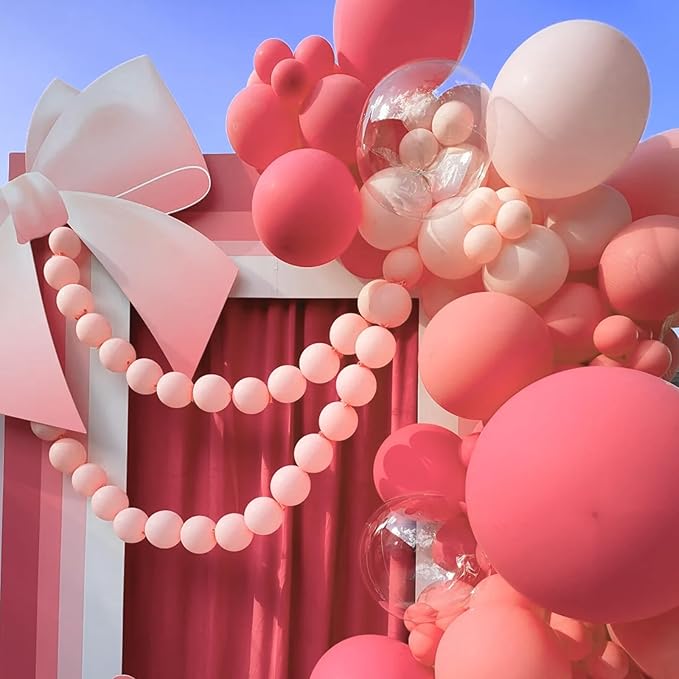 130pcs Retro Hot Pink Balloons Different Sizes 18" 12" 10" 5" Blush Hot Pink Latex Balloon Garland Arch Kit for Birthday Baby Shower Valentine's Day Wedding Gender Reveal Party Decorations-HomvellaHome