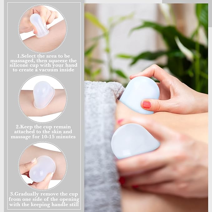 16 Pcs Silicone Cupping Therapy Set Anti Cellulite Cup Vacuum Suction Massage Cup Silicone Cupping Therapy Set for Cellulite Reduction Myofascial Release Massage Therapist Home Use (Clear)-HomvellaHome