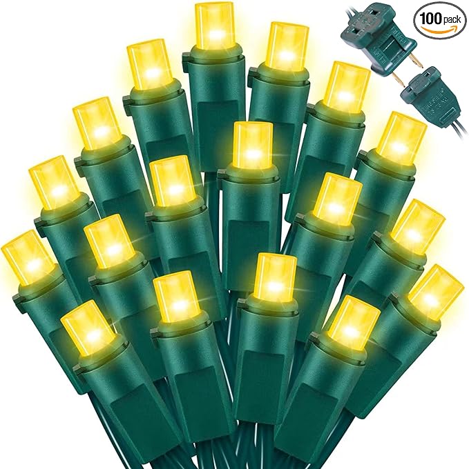 100 Count Yellow - String Lights - 21.6FT LED Christmas Lights, Mini led Lights for Indoor Outdoor Home Holiday Party Wedding Independence Day Decoration-HomvellaHome
