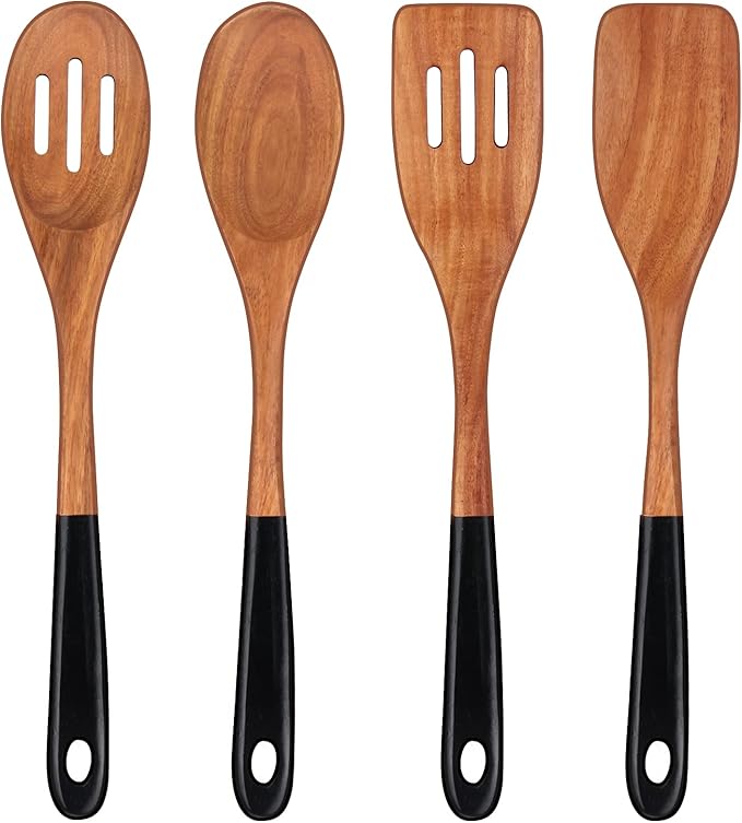 14 Inch Large Wooden Spoons for Cooking Utensils Set Acacia Wood Spatula Slotted Spoon Best Non Toxic Kitchen Utensil Long Mixing Spoon Spatulas Turner Stirring Serving Spoons Kitchen Use Tools-HomvellaHome