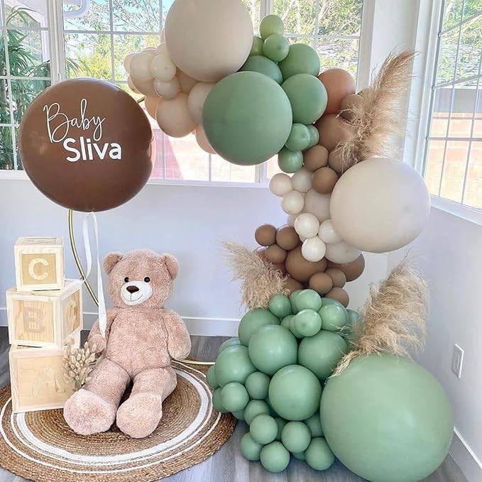 130pcs Sage Green Balloons Different Sizes 18" 12" 10" 5" Olive Green Balloons for Birthday Graduation Baby Shower Wedding Anniversary New Year Party Decorations-HomvellaHome
