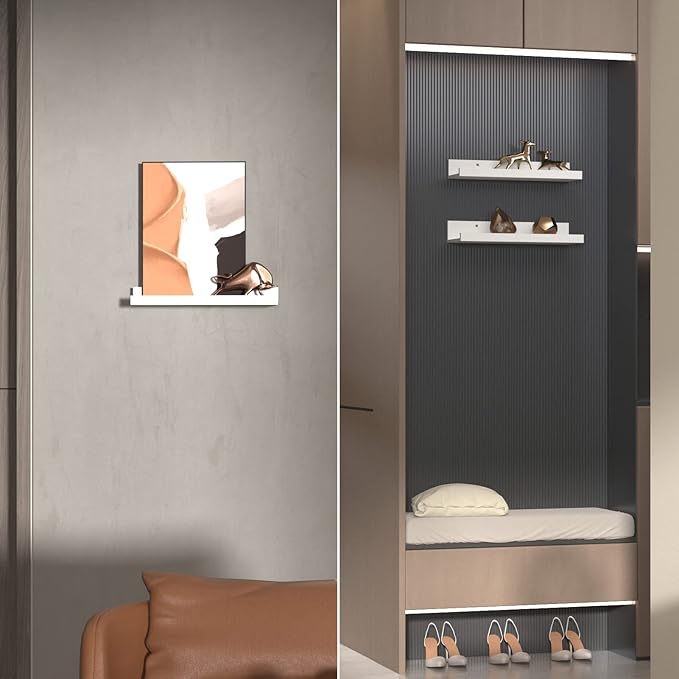 Giftgarden 16 Inch White Floating Shelves for Wall Mount, Modern Wood Wall Shelf Ledge for Bathroom Bedroom Living Room Kitchen Nursery Storage, Set of 3 Different Sizes-HomvellaHome