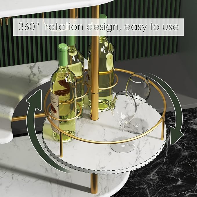 Gold Bar Carts with 4-Tier Storage Shelves, Mobile Bar Serving Cart with Wine Rack and Glass Holder, for The Home, Kitchen, Living Room, Dining Room-HomvellaHome