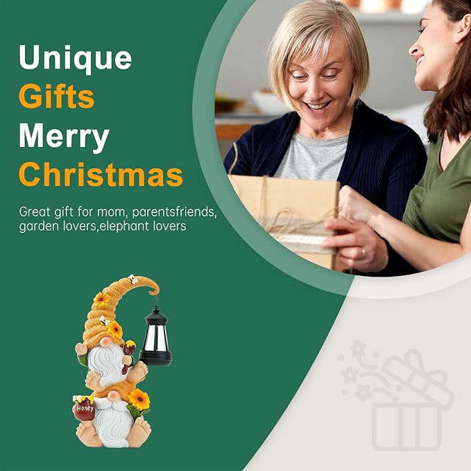 Garden Gnome Statue with Solar Lights – Large Outdoor Sculptures for Patio, Lawn, Yard – Ideal Gifts for Moms, Women, Grandma, Mothers Day, Birthdays, – Funny Double Gnomes Decoration for Housewarming-HomvellaHome