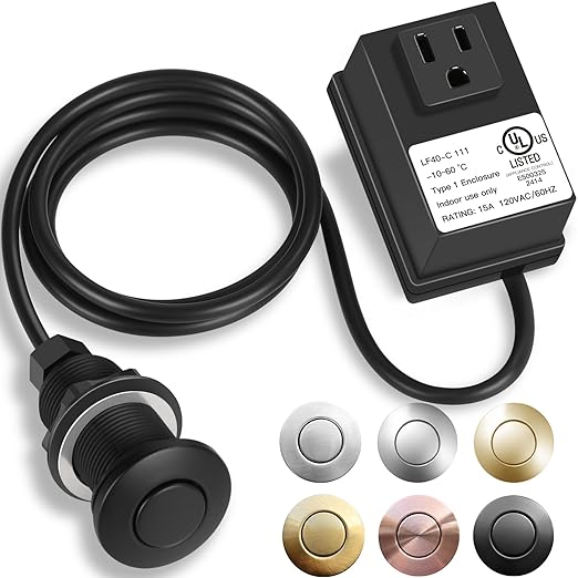 Garbage Disposal Air Switch Kit, UL Certified Professional Garbage Disposal Switch Button Power Module, Sink Top Waste Disposer On/Off Switch-HomvellaHome