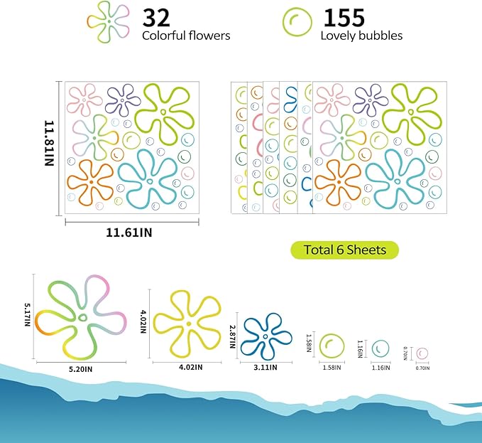 187PCS Flower Bubbles Wall Decals Under The Sea Birthday Party Decorations Ocean Wall Stickers Wall Decor for Bathroom Nursery Bedroom Home Classroom Car-HomvellaHome