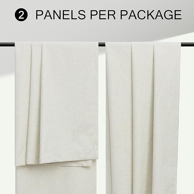 100% Blackout Elegant Curtains 95 Inch Length 2 Panel Set for Living Room Sunroom Back Tab Thermal Insulated Custom Curtains for Windows Boho Farmhouse Drapes 95 Inch Long Office Ivory Cream Off White-HomvellaHome