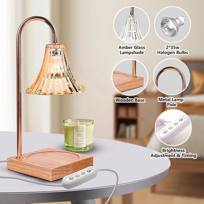 GEEZO Fragrance Candle Warmer Lamp，Electric Candle Warmer with Timer & Dimmer，Mom Christmas Birthday Gifts for Women, House Warming Gifts New Home Bedroom Decor-HomvellaHome