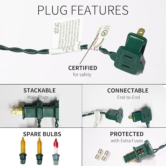 100LIGHTS Yellow Extra-Bright with End Connectors Christmas Decorative Lights 5.98m UL Certified Mini String Light Set Waterproof for Home Garden Holiday Christmas Tree Party Patio Wedding-HomvellaHome