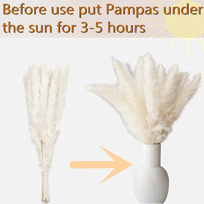 130 PCS Dried Pampas Grass Bouquet, Boho Table Decor, Bunny Tails Dried Flowers, Brown Pampas, Fluffy Pompas, White Pampas Grass for Weddings, Home Decor, Rustic Parties, and Baby Shower Decorations-HomvellaHome