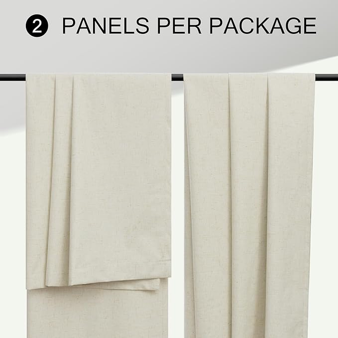 100 Inch Length Custom Summer Curtains for Windows Living Room Viral Back Tab Pleated Extreme Blackout Curtain Linen Designer Drapes for Sliding Glass Doors Patio 52 Wide x 100 Long Tall 2 Panel Beige-HomvellaHome