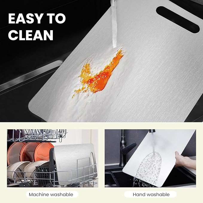 2 Pack Titanium Cutting Board - 100% Pure Titanium Cutting Boards For Kitche,Easy to clean, Double-sided food-grade Cutting Board For Cutting Meats, Fruits And Vegetables.(15 * 11)-HomvellaHome