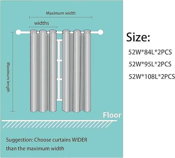 Grommets Blackout Long Window Curtains Green Gold-52W*95L 2PCS Drapes for Bedroom-HomvellaHome