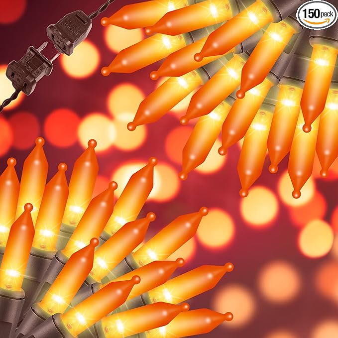 150LIGHTS Orange Extra-Bright with End Connectors Halloween Decorative Lights 9.72m UL Certified Mini String Light Set Waterproof for Halloween Home Garden Christmas Tree Party Patio Wedding-HomvellaHome