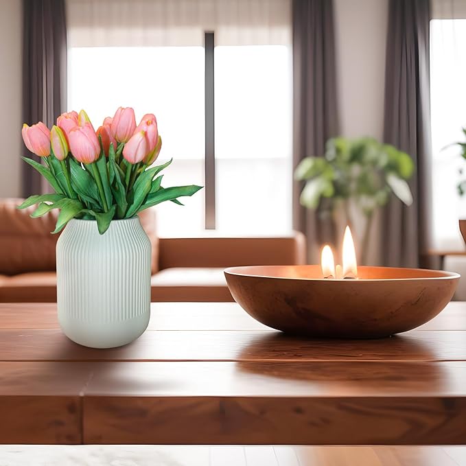 15pcs Artificial Tulips Flowers, Fake Tulips Real Touch, Faux Latex Bouquets, for Party Wedding Home Room Decoration (Pink)-HomvellaHome