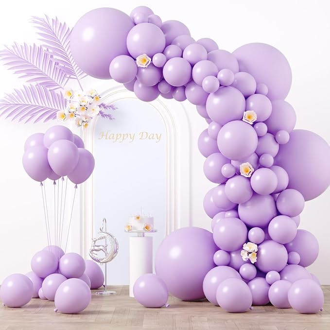 130pcs Pastel Purple Balloons Different Sizes 18" 12" 10" 5" Light Purple Latex Balloon Garland Arch Kit for Birthday Baby Shower Graduation Wedding Gender Reveal Party Decorations-HomvellaHome