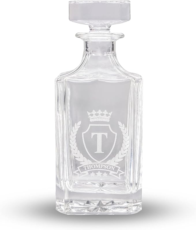 Gifts Inscribed Custom Whiskey Decanter Bottle (750 ml) - Personalized Glass Liquor Decanter Set - Customized Glassware - Engraved Whisky Glassware Gift for Wedding, Groomsman, Anniversary, Birthday-HomvellaHome