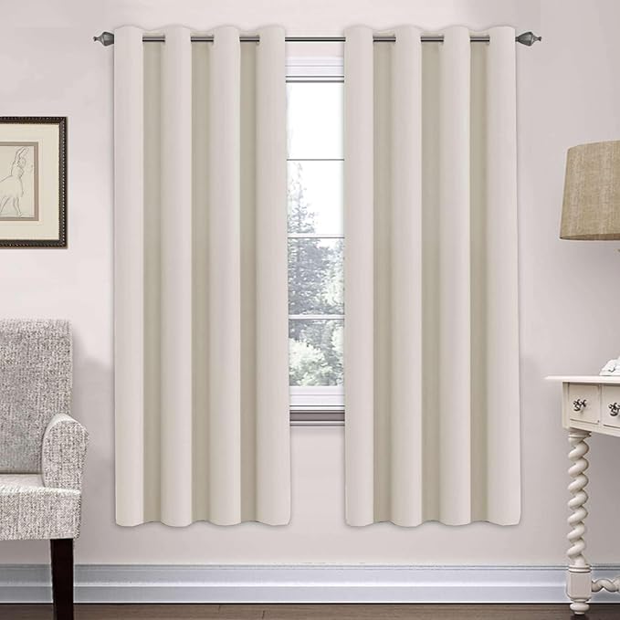 H.VERSAILTEX Ultra Soft Microfiber Thermal Insulated Antique Copper Grommet Blackout Curtains/Window Treatment Draperies 52 by 72 - Inch for Living Room/Bedroom, Set of 2 - Fog-HomvellaHome