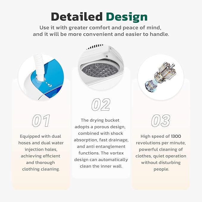 Greenvelly Portable Washing Machine, 16 Lbs Compact Mini Washer and Dryer Combo, Semi-automatic Twin Tub Washer with Drain Pump for Dorms, Apartments, RVs (Blue)-HomvellaHome