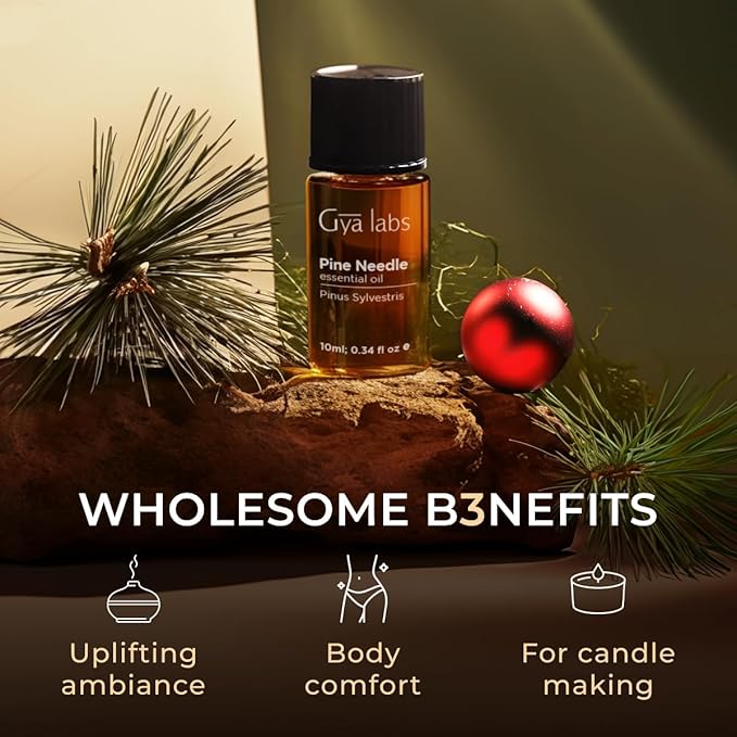 Gya Labs Pine Essential Oils for Diffuser - 0.34 Fl Oz - 100% Pure Natural Fall Pine Oil for Skin, Body Massages & Candle Making Scent-HomvellaHome