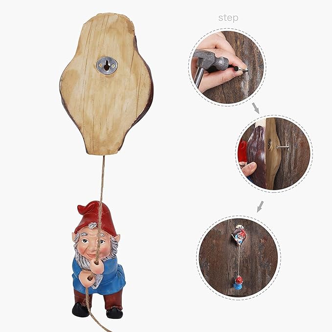 Gnome Tree Hugger Figurines Miniature Fairy Elf Climbing Tree Hanging Statue Garden Sculpture Decorative Outdoor Ornaments-HomvellaHome