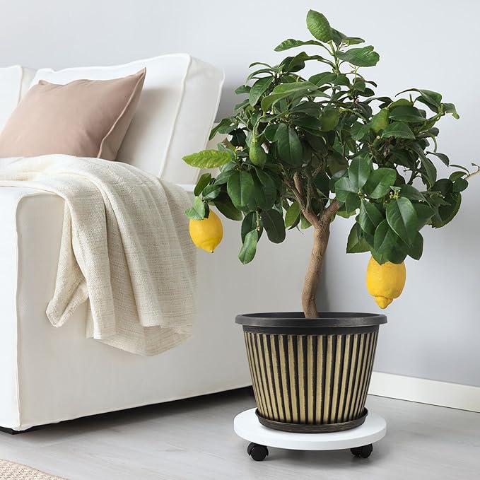 12 inch Planter Indoor Outdoor Plant Pots, 4 Pack Large Plastic Flower Pots with Saucer and Drainage Holes, Decorative Modern Garden Pots for Houseplants-HomvellaHome