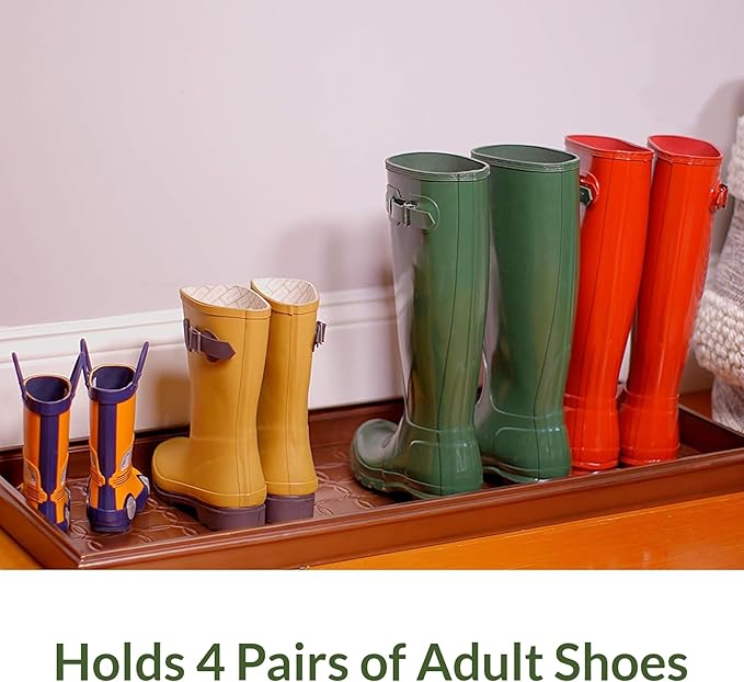 Good Directions Large Boot Tray, Circles Multi-Purpose All Weather Decorative Boot Tray, Shoes, Plants, Garage, Patio Door, Pet Bowls, 34 inch Entry Indoor Shoe Tray, Copper Finish-HomvellaHome