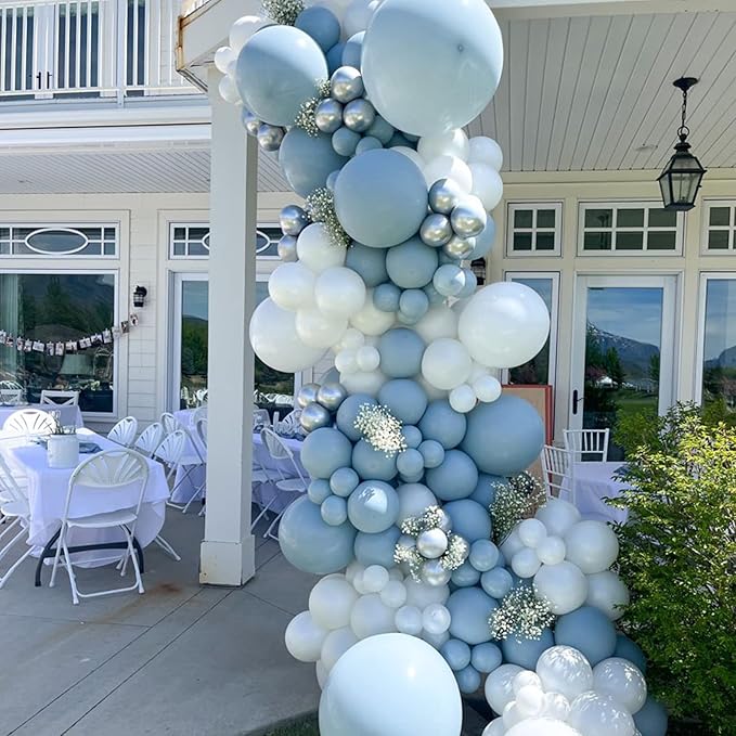 130pcs Dusty Blue Balloons Different Sizes 18" 12" 10" 5" Slate Blue Balloons for Boys Girls Baby Shower Wedding Anniversary Graduation Engagements Birthday Party Decorations-HomvellaHome