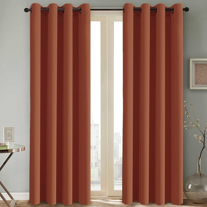 H.VERSAILTEX Holiday Decor Thermal Insulated Blackout Curtains for Bedroom Room Darkening Nursery/Baby Care Curtains,Grommet Panels, 52 by 84 - Inch - Orange - Set of 2-HomvellaHome