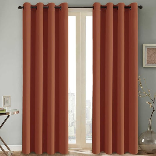 H.VERSAILTEX Holiday Decor Thermal Insulated Blackout Curtains for Bedroom Room Darkening Nursery/Baby Care Curtains,Grommet Panels, 52 by 84 - Inch - Orange - Set of 2-HomvellaHome