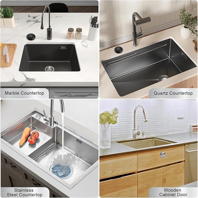 Garbage Disposal Air Switch Kit, Garbage Disposal Button, Sink Top Waste Disposer On/Off Switch, UL Listed Air Switch Compatible with All Garbage Disposals (Chrome Silver)-HomvellaHome