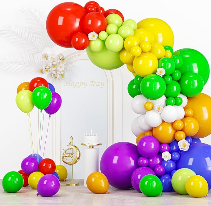134pcs Rainbow Balloon Arch Kit Different Sizes 18" 12" 10" 5" Assorted Color Latex Balloon Garland Arch Kit for Birthday Baby Shower Graduation Wedding Gender Reveal Party Decorations-HomvellaHome