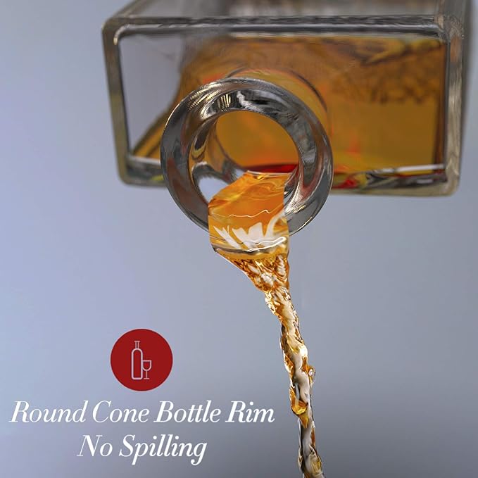 Glass Decanter with Airtight Geometric Stopper - Whiskey Decanter for Wine, Bourbon, Brandy, Liquor, Juice, Water, Mouthwash. Italian Lead-Free Glass (700ml/Crushed Ice)-HomvellaHome