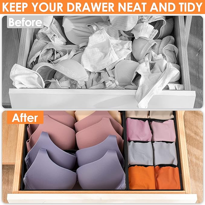 12 Pack Drawer Organizers, 116 Compartments Fabric Foldable Dresser Drawer Organizers for Clothing, Closet Organizers and Storage Bins for Clothes, Christmas Ornament Storage Boxes with Dividers-HomvellaHome