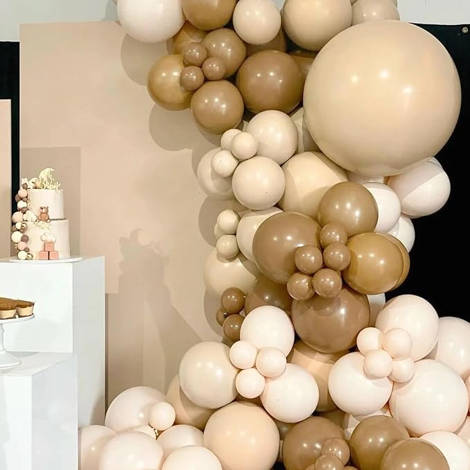 130pcs Tan Balloons Different Sizes 18" 12" 10" 5" Light Brown Latex Balloon Garland Arch Kit for Birthday Baby Shower Graduation Wedding Gender Reveal Anniversary Party Decorations-HomvellaHome