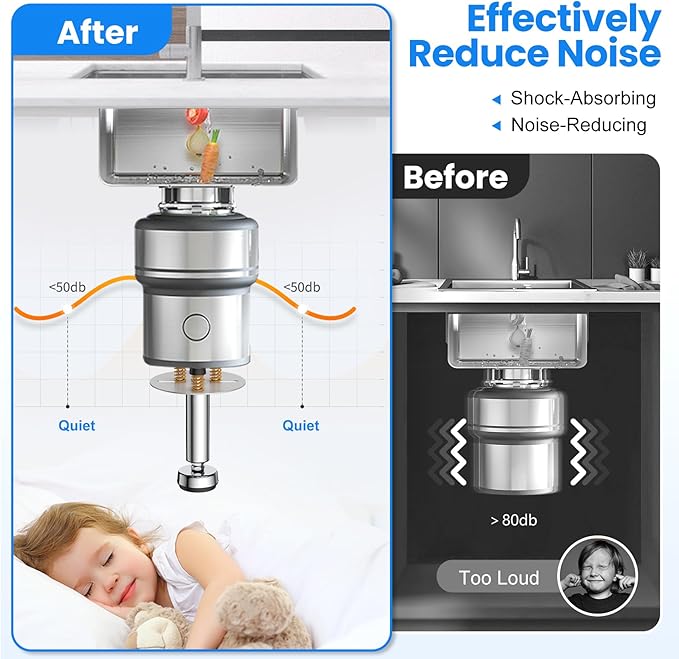 Garbage Disposal Support, Adjustable Spring Shock Absorber Bracket (5.91-7.87 inches), Holds Up tp 440lbs, Stainless Steel Noise Reduction Installation Kit-HomvellaHome