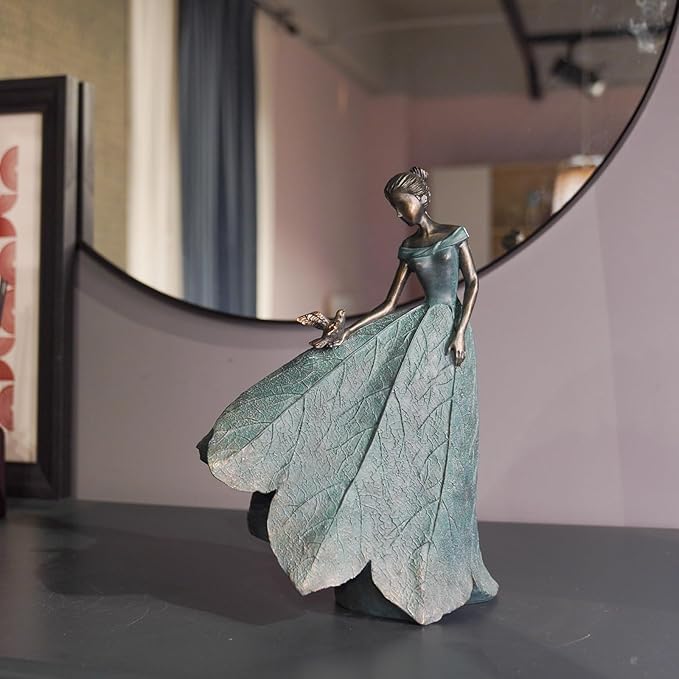 Guichifun Fairy Statue Collection Home Decoration - Leaf Angel Girls Resin Gardening Gifts for Women Statues for Garden Fairy Indoor or Outdoor Yard Figurines 5.5 x 3.25 x 8 Inch-HomvellaHome