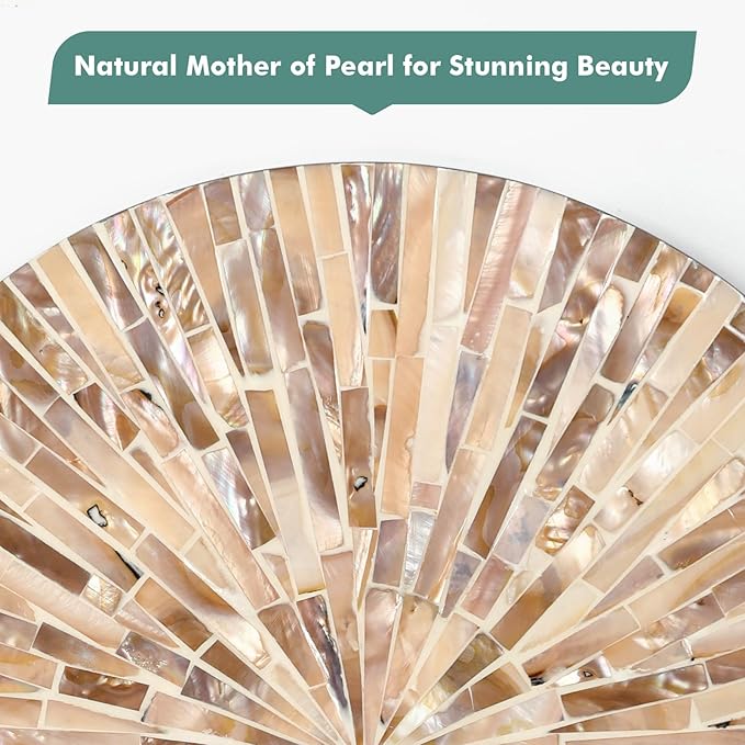 TEIPAI Boho Decorative Mirror for Living Room, 3PCS Handcrafted Mother of Pearl Mirror Wall Decor for Home Dorm Apartment Hallway Staircase, Mosaic Art Plates for Wedding Decoration (Dark Brown)-HomvellaHome