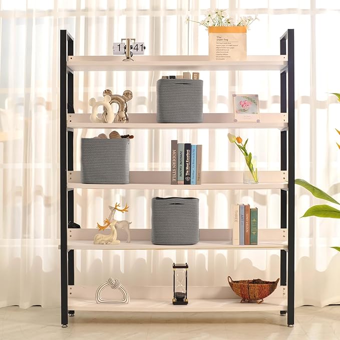 11 Inch Cube Storage Bins, Storage Cube Organizer Bins, Woven Cotton Rope Basket for Storage, Storage Baskets for Organizing Shelves, Grey Baskets for Toys Nursery, Grey (Pack of 3)-HomvellaHome